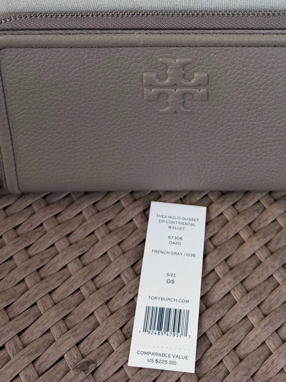 Tory Burch THEA MULTI-GUSSET Zip Continental Wallet French Gray / 036